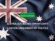 Australian flag with political message overlay.