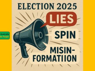 Megaphone with "Lies," "Spin," "Misinformation" text.