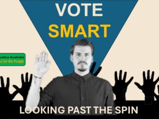 Illustration urging voters to vote smart and look beyond political spin.