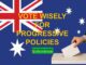 Poster urging voters to choose progressive policies wisely.