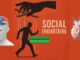 A hand manipulates a puppet labeled 'Social Engineering.'