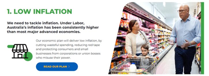 Advertisement promoting higher wages and inflation control.