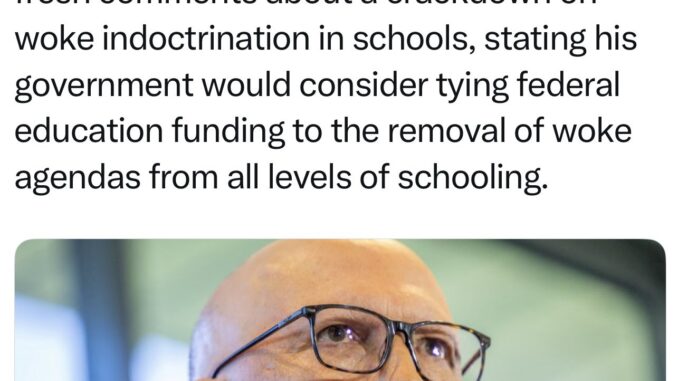 Man speaking about educational policy on news.