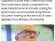 Man speaking about educational policy on news.