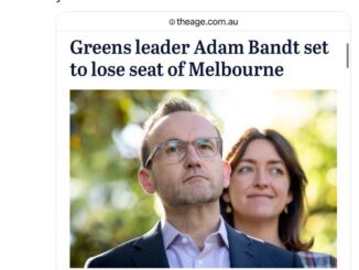Adam Bandt and another person at a political event in Melbourne.