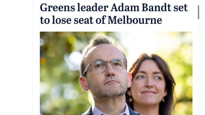 Adam Bandt and another person at a political event in Melbourne.