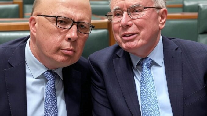 Two suited men leaning in during meeting Two suited men leaning in during meeting