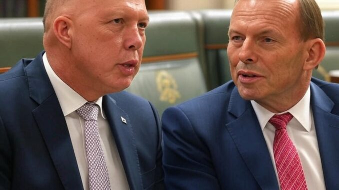 Two men engaged in a serious conversation during a formal meeting. Two men engaged in a serious conversation during a formal meeting.