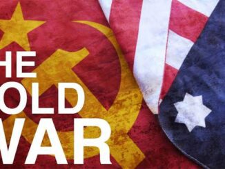 Flags of the Soviet Union and the United States side by side.