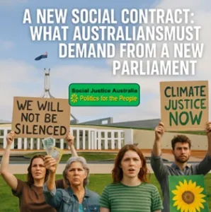 Activists demanding climate justice from a new Australian parliament.