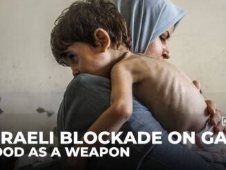 A mother holds her malnourished child amid crisis.