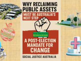 Poster advocating for reclaiming public assets in Australia.