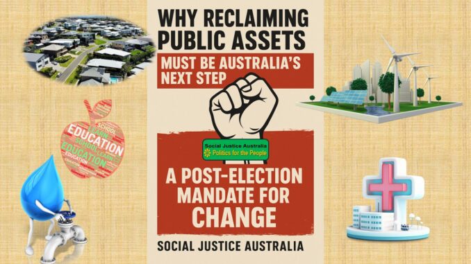 Poster advocating for reclaiming public assets in Australia. Poster advocating for reclaiming public assets in Australia.