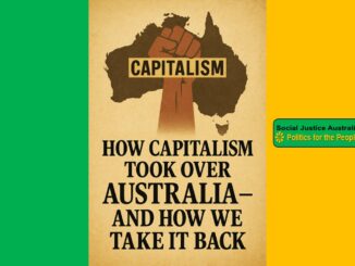 A poster showing a raised fist with Australia and the word Capitalism.