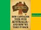 A poster showing a raised fist with Australia and the word Capitalism.