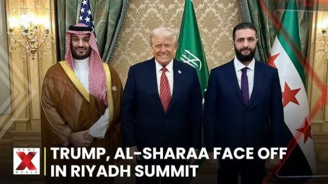 Donald Trump with Saudi leaders at Riyadh summit.