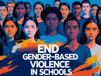 Diverse students united against gender-based violence in schools.