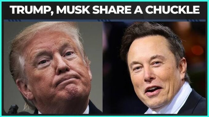 Donald Trump and Elon Musk with a headline about sharing a child.