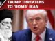 Trump threatens to bomb Iran, shown with Iranian leader.