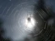 Spider silhouetted against the sun on its web.