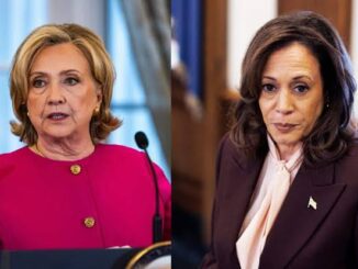 Hillary Clinton and Kamala Harris in separate formal settings.