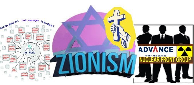 A graphic depicting Zionism with religious symbols.