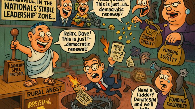 Cartoon depicting political chaos and satire within the Republicans and Democrats. Cartoon depicting political chaos and satire within the Republicans and Democrats.