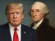 Donald Trump and George Washington portrait side by side.