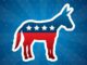 Democratic Party donkey symbol with stars and stripes.