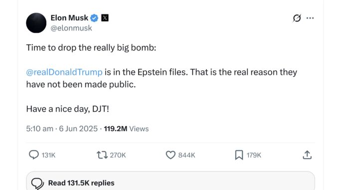 Elon Musk hints at revealing major information about Jeffrey Epstein's case. Elon Musk hints at revealing major information about Jeffrey Epstein's case.