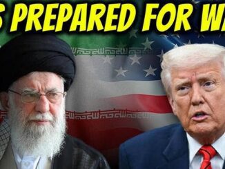 Leaders of Iran and the USA with their flags, highlighting tense relations.