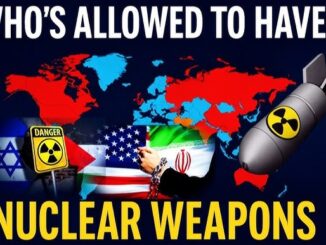 World map showing countries with nuclear weapons and their flags.