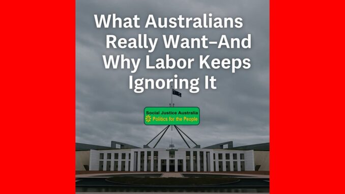 Australian Parliament with text about Labor ignoring Australians' desires. Australian Parliament with text about Labor ignoring Australians' desires.