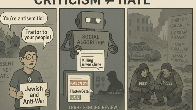 Illustration contrasts criticism with hate, highlighting social algorithm biases. Illustration contrasts criticism with hate, highlighting social algorithm biases.