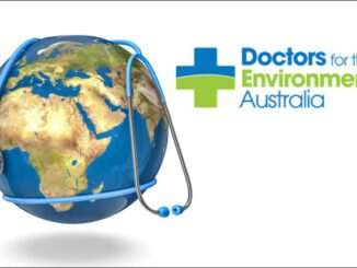 Earth with stethoscope, Doctors for the Environment.