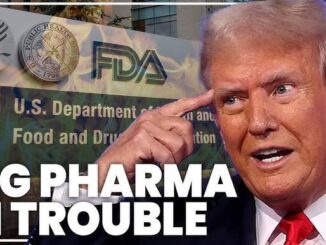 Man gesturing with "Big Pharma in Trouble.