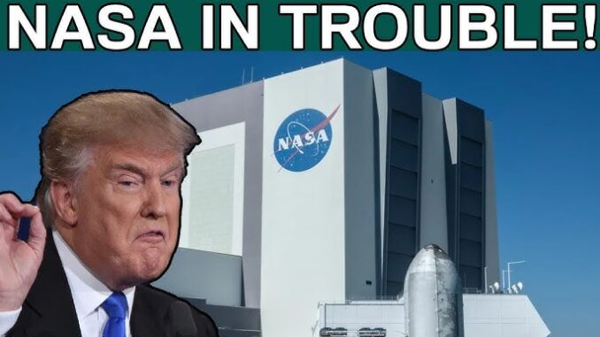 Politician and NASA building, "NASA in Trouble!