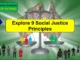 Explore nine social justice principles illustration.