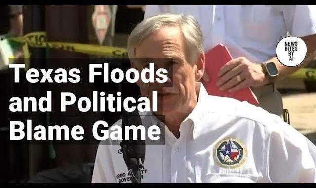 Texas floods press conference with official speaking.