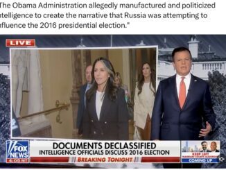 News broadcast discussing declassified 2016 election documents.