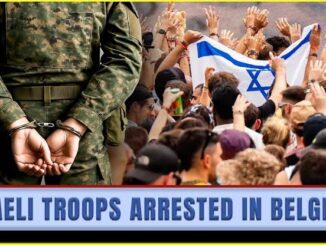 Israeli troops arrested, crowd holding flag.