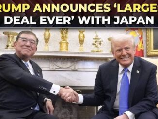Leaders shaking hands in formal setting.