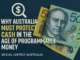 Australian cash protection advocacy message with currency.
