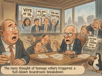 Boardroom chaos over teenage voting proposal.