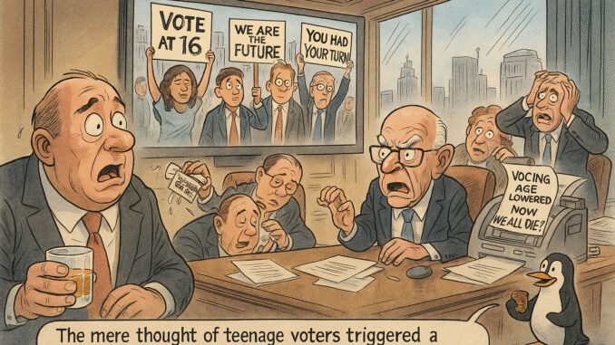 Boardroom chaos over teenage voting proposal. Boardroom chaos over teenage voting proposal.