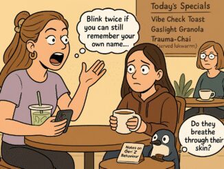 Two women talking in a café.