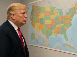 Man examining a map of the USA.