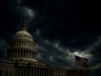 Stormy sky over U.S. Capitol building.