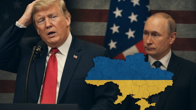 Two leaders with Ukraine map, USA flag background. Two leaders with Ukraine map, USA flag background.
