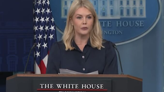 Woman speaking at White House press podium.